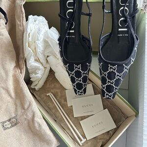 *Sold on Another Site* — 
Gucci Women's Black SlingBack Embellished Shoes